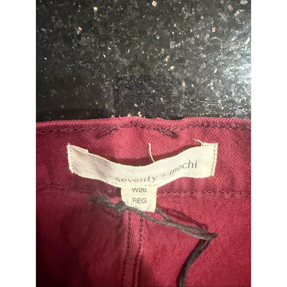 SEVENTY + MOCHI Floral Queenie High-Rise Wide-Leg Jeans in Burgundy Size 26 NWT - Picture 5 of 6